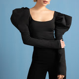 Isabella Puffed-Sleeve Bodysuit