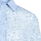Caeruleum Flores Beaded Shirt